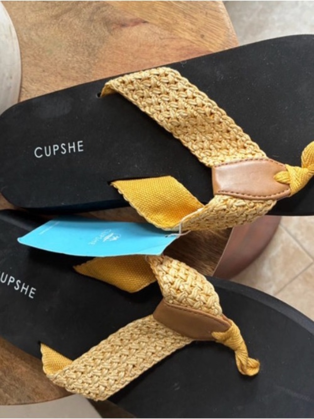 Cupshe Mustard Braided Thong Sandals for Women